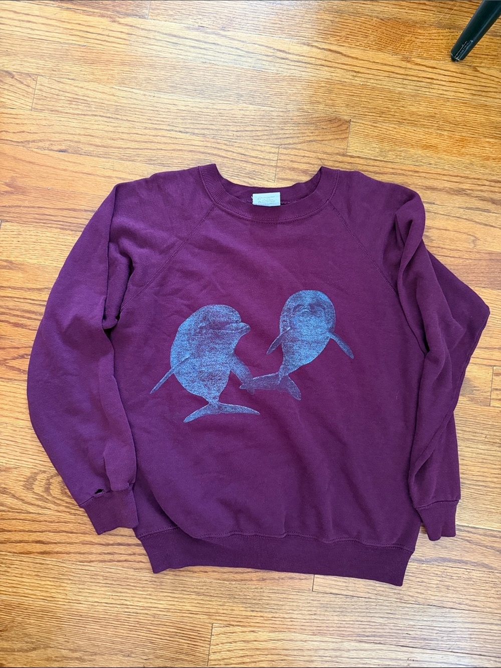Women's Maroon Dolphin Graphic Sweatshirt